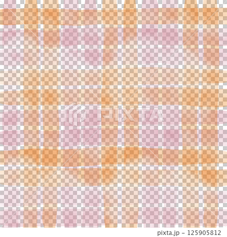 Pink Orange Plaid Gingham Check Hand Drawn Background Pattern Overlay 125905812