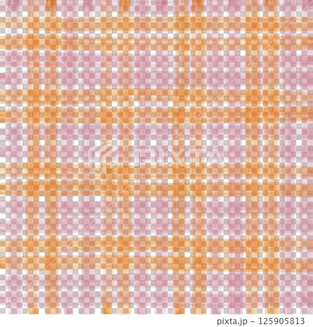 Pink Orange Plaid Gingham Check Hand Drawn Background Pattern Overlay 125905813