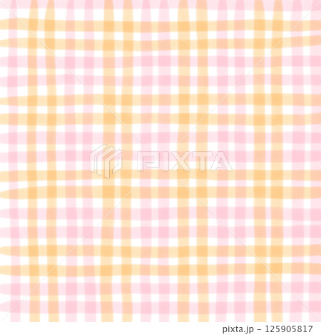 Pink Orange Plaid Gingham Check Hand Drawn Background Pattern Overlay Pink Orange Plaid Gingham Check Hand Drawn Background Pattern Overlay 125905817