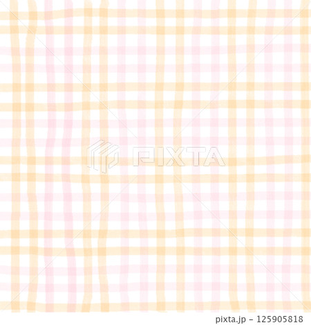Pink Orange Plaid Gingham Check Hand Drawn Background Pattern Overlay Pink Orange Plaid Gingham Check Hand Drawn Background Pattern Overlay 125905818