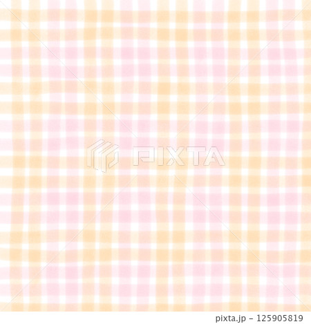 Pink Orange Plaid Gingham Check Hand Drawn Background Pattern Overlay Pink Orange Plaid Gingham Check Hand Drawn Background Pattern Overlay 125905819