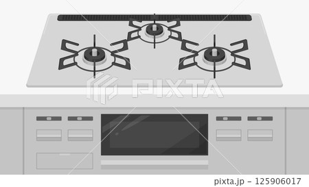 斜め上から見たビルトインガスコンロのイラスト_16:9 125906017