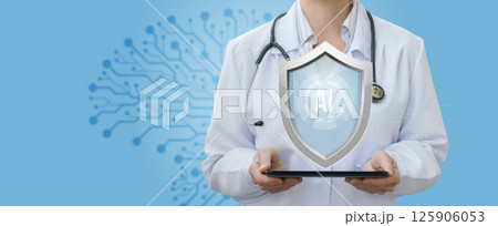 Healthcare pro shows AI protection idea 125906053