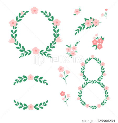 Set of vector flowers and frames 125906234