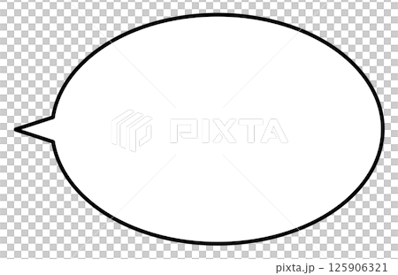 A simple, horizontally elongated oval speech bubble with the nozzle located in the middle on the left side. A simple, horizontally elongated oval speech bubble with the nozzle located in the middle on the left side. 125906321
