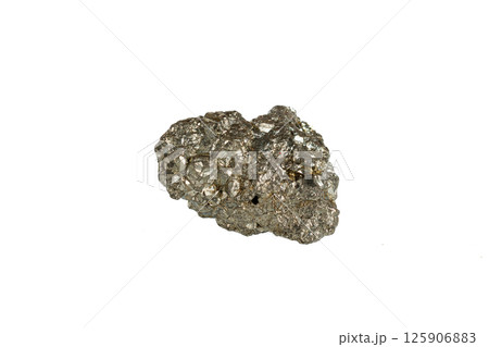 pyrite mineral stone macro on white background 125906883