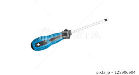 flathead screwdrivers blue color on isolated white background 125906904