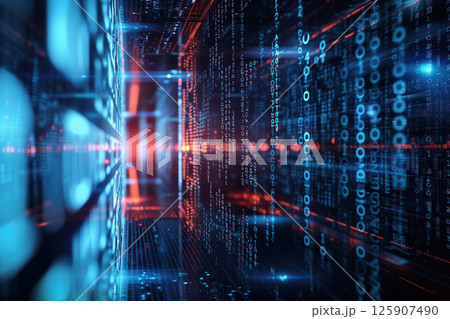 Communication technology network high speed tunnel future digital cyberspace AI Generative 125907490