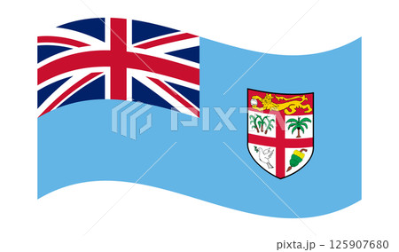 Wavy Flag of Fiji, isolated on transparent background. Flag of the Republic of Fiji. Vector illustration 125907680