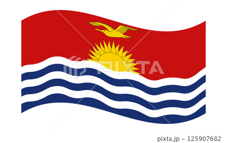Wavy Flag of Kiribati, isolated on transparent background. Flag of the Republic of Kiribati. Vector illustration 125907682