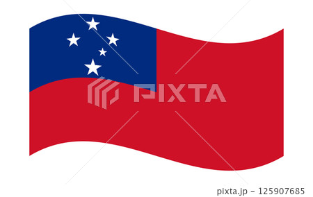 Wavy Flag of Samoa, isolated on transparent background. Flag of the Independent State of Samoa. Polynesia. Vector illustration 125907685