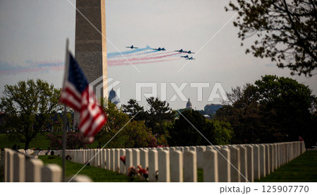 Jet flyover during the independence day celebration. Generated Image 125907770