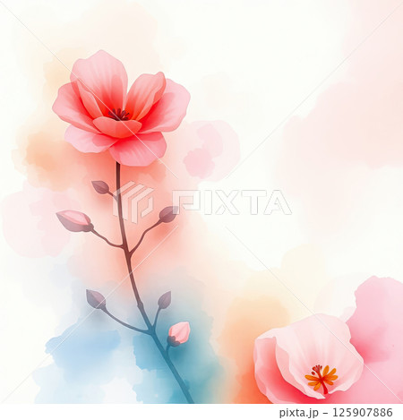 Botanical watercolor paper texture with a fresh, springtime feel. Botanical watercolor paper texture with a fresh, springtime feel. 125907886