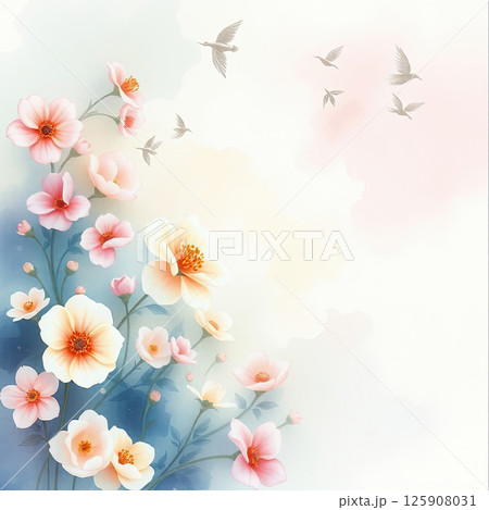 Artistic wildflower arrangement over a neutral textured base for serene compositions. 125908031