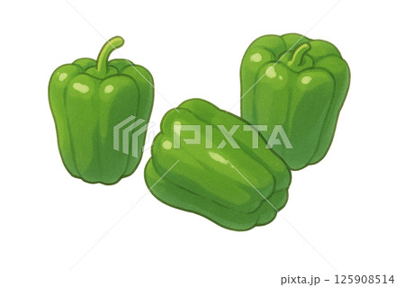 ピーマンのイラスト（アニメ風・鮮やかなグリーンカラー） 125908514