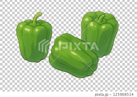 ピーマンのイラスト（アニメ風・鮮やかなグリーンカラー） 125908514