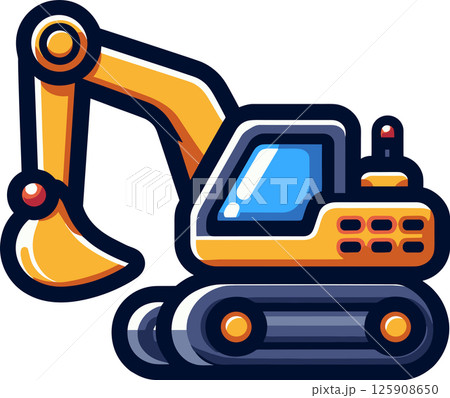 シンプルなショベルカーのアイコン シンプルなショベルカーのアイコン 125908650