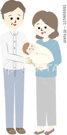 赤ちゃんを抱っこして微笑むおじいちゃんおばあちゃん 125908891