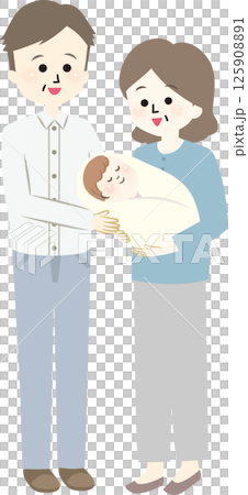 赤ちゃんを抱っこして微笑むおじいちゃんおばあちゃん 125908891