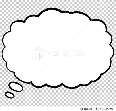 線画手書き風のシンプルな吹き出し かなり細かいふわふわ　しっぽマル左　モノクロ 125908960