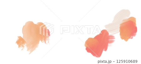 筆跡残る赤やオレンジの花びらの舞うようなあしらいイラスト 125910689