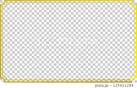 Antique double frame with golden rectangular corners recessed inwards 125911284