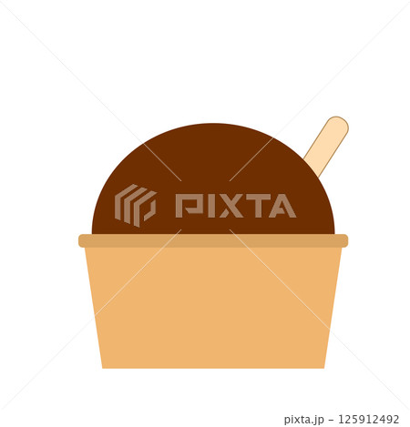 チョコレートアイスクリーム カップスプーン付きイメージ チョコレートアイスクリーム カップスプーン付きイメージ 125912492