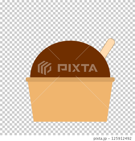 チョコレートアイスクリーム カップスプーン付きイメージ チョコレートアイスクリーム カップスプーン付きイメージ 125912492