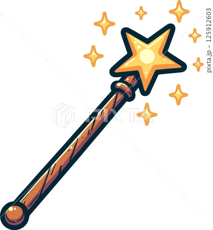 星のついた魔法使いの棒のイラスト 星のついた魔法使いの棒のイラスト 125912603