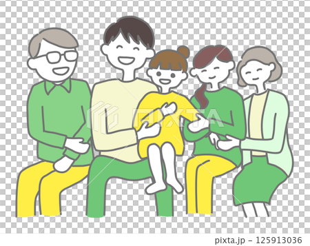 Three-generation family of grandparents, parents, and children Three-generation family of grandparents, parents, and children 125913036
