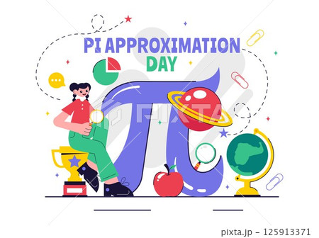 Pi Approximation Day Vector Illustration Celebrated on July 22, Featuring Mathematical Constants, Greek Letters, or a Baked Sweet Pie in a Background Pi Approximation Day Vector Illustration Celebrated on July 22, Featuring Mathematical Constants, Greek Letters, or a Baked Sweet Pie in a Background 125913371
