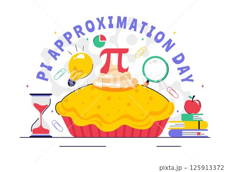 Pi Approximation Day Vector Illustration Celebrated on July 22, Featuring Mathematical Constants, Greek Letters, or a Baked Sweet Pie in a Background Pi Approximation Day Vector Illustration Celebrated on July 22, Featuring Mathematical Constants, Greek Letters, or a Baked Sweet Pie in a Background 125913372