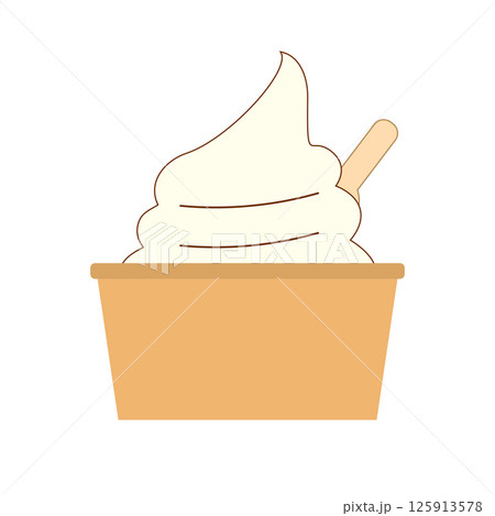 バニラアイスクリーム カップスプーン付き バニラアイスクリーム カップスプーン付き 125913578