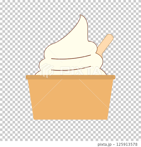 バニラアイスクリーム カップスプーン付き バニラアイスクリーム カップスプーン付き 125913578