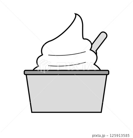 ソフトクリーム　カップスプーン付き　モノクロ 125913585