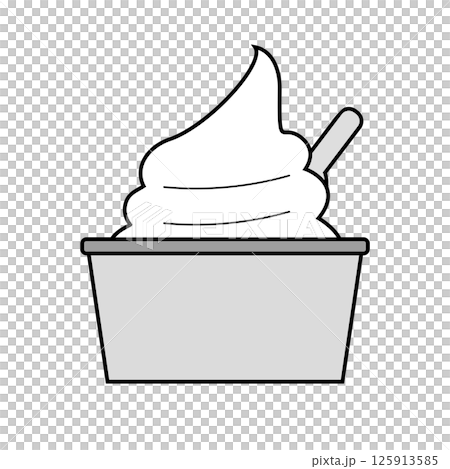 ソフトクリーム　カップスプーン付き　モノクロ 125913585