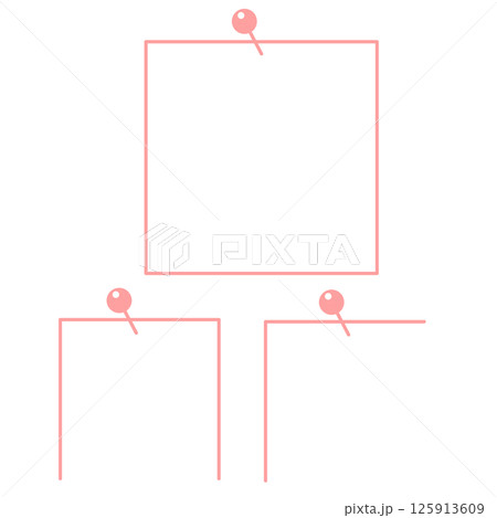 ピンクの画鋲で留めてあるメモ用紙風のフレームセット 125913609