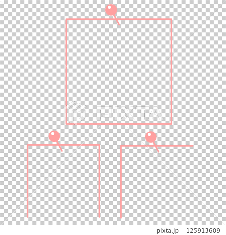 ピンクの画鋲で留めてあるメモ用紙風のフレームセット 125913609