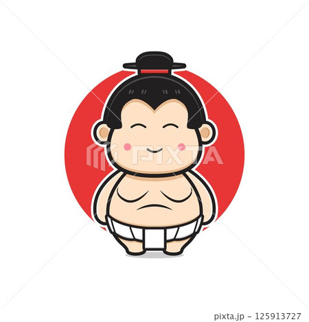 Cute sumo mascot character cartoon icon illustration 125913727