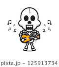 Skull playing guitar cartoon icon vector illustration 125913734