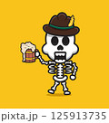 Cute skeleton celebrate oktoberfest cartoon icon illustration 125913735