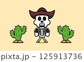 Cute cowboy skeleton cartoon icon illustration 125913736