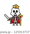 Skeleton king holding sword cartoon icon illustration 125913737