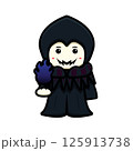 Cute witch mascot character make blue fire magic cartoon vector icon illustration 125913738