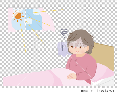 朝起きるのが辛いミドル女性のイラスト素材 125913794