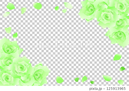 Green rose flower and petal frame material 125913965