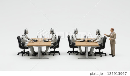 生成AIが働く未来のオフィスのミニチュア 125913967