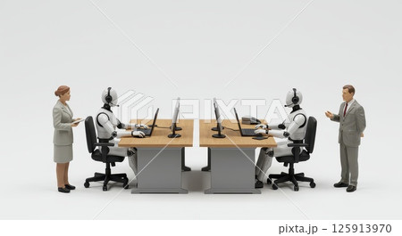 生成AIが働く未来のオフィスのミニチュア 125913970