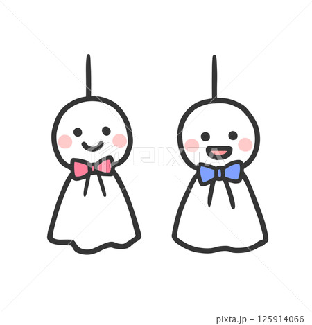 2つのてるてる坊主のイラスト 125914066