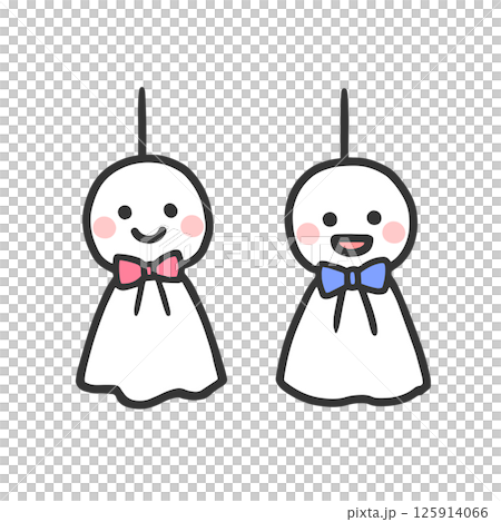 2つのてるてる坊主のイラスト 125914066